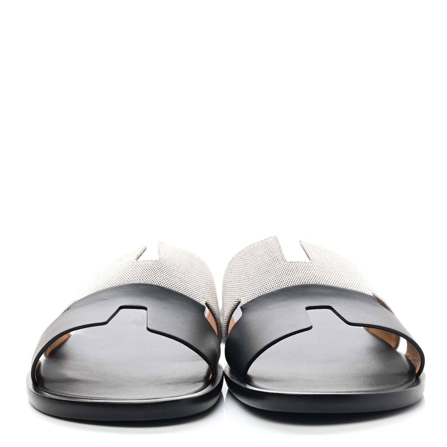 Hermes Canvas Calfskin Mens Izmir Sandals 40 Black Prunoir 2 of 9