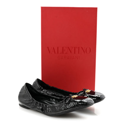 Valentino Garavani Naplack Nappa Vlogo Bow Mary Jane Ballerina Flats 37 Black 10 of 10