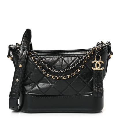 Chanel Aged Calfskin Quilted Small Gabrielle Hobo Black 1 of 9