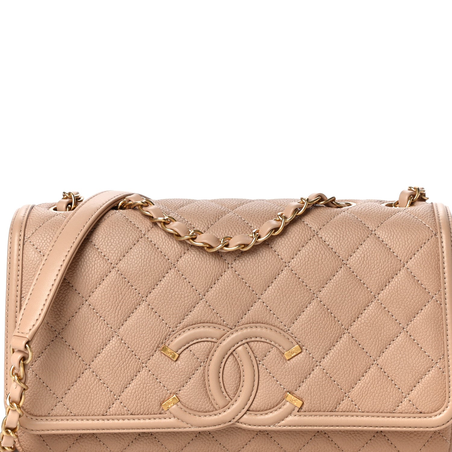 Chanel Caviar Quilted Medium CC Filigree Flap Beige 8 of 12