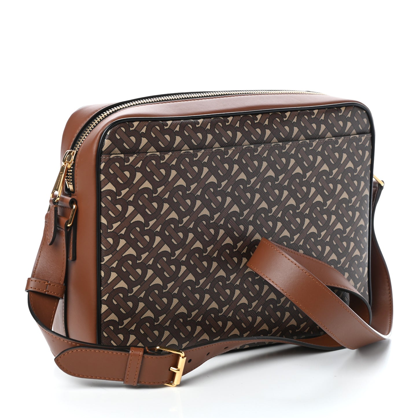 E-Canvas Monogram Calfskin Knight Messenger Bag Bridle Brown