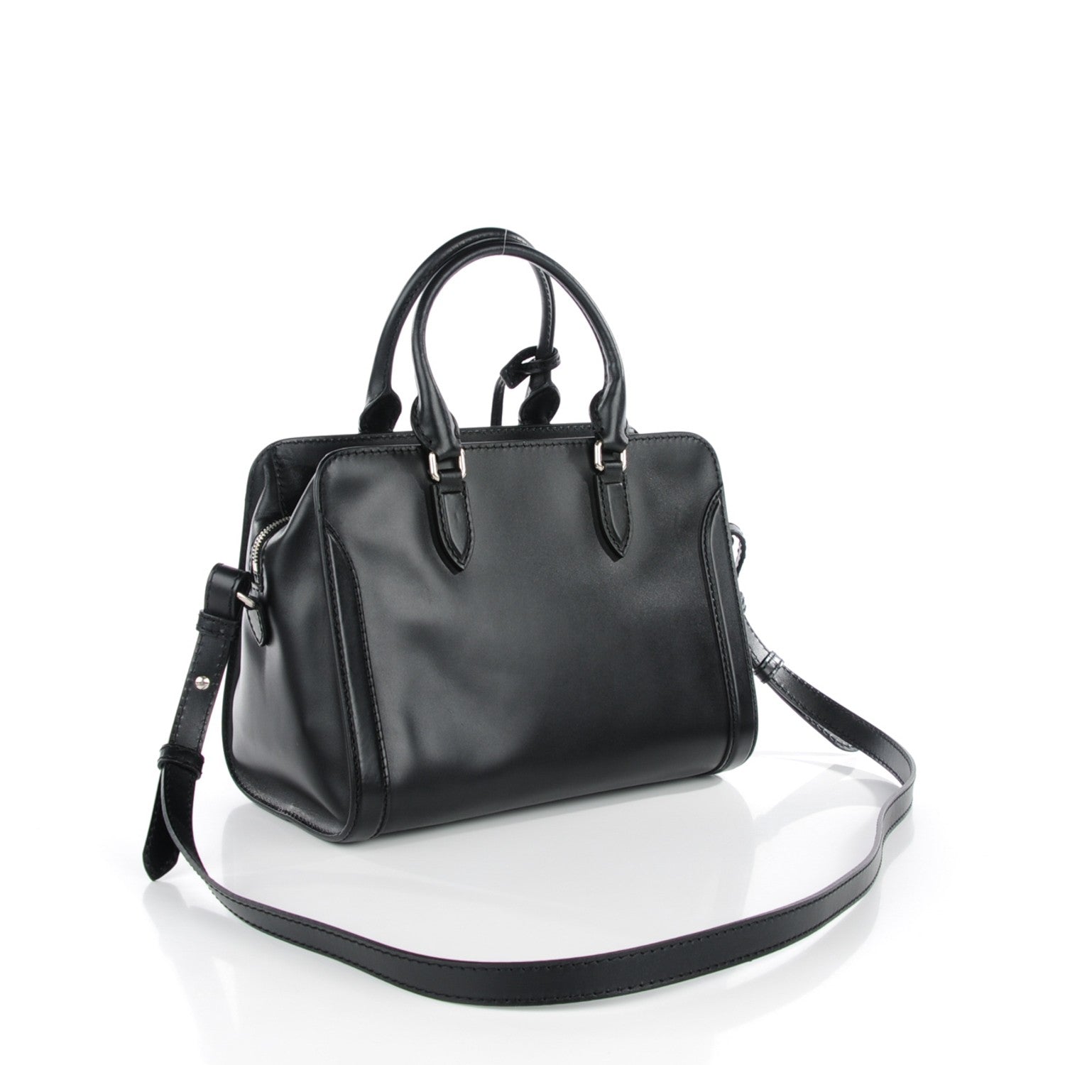 Alexander McQueen Smooth Calfskin Small Star Studded Skull Padlock Zip Around Tote Black 3 of 7