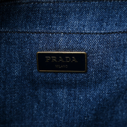 Prada Denim Logo Tote Bleu 5 of 12