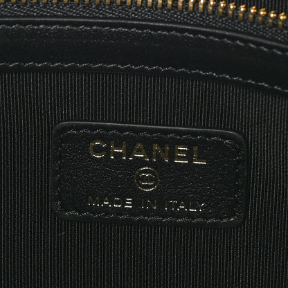 Chanel Tweed Quilted Medium Cosmetic Pouch Black Ecru White 6 of 9