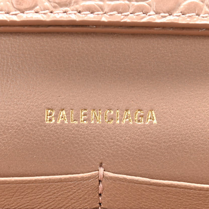 Balenciaga Shiny Calfskin Crocodile Embossed Hourglass Chain Bag Nude Beige 6 of 10