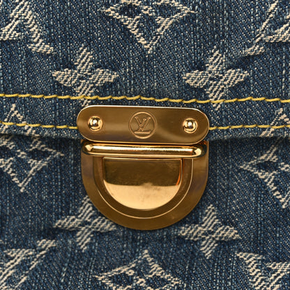 Louis Vuitton Monogram Denim Pochette Plat Clutch Blue 10 of 11