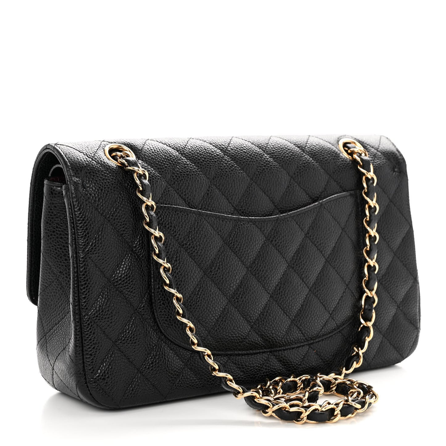 Caviar Quilted Medium Double Flap Black