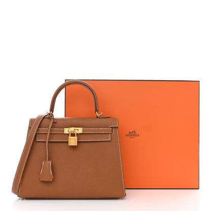 Hermes Togo Horseshoe Kelly Sellier 25 Gold Jaune D'Or 12 of 12