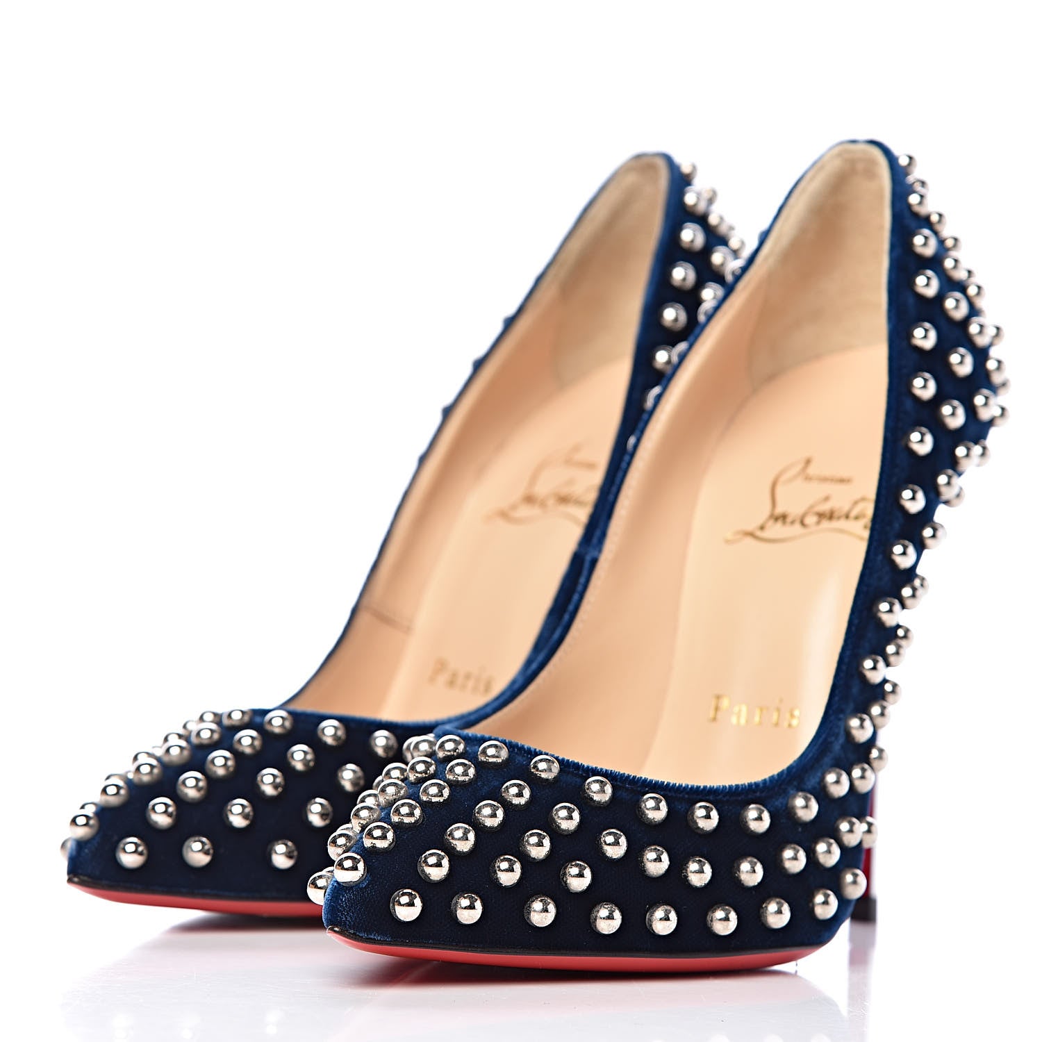 Christian Louboutin Velvet Specchio Billy 120 Spike Pumps 35.5 Silver Eclipse 3 of 8