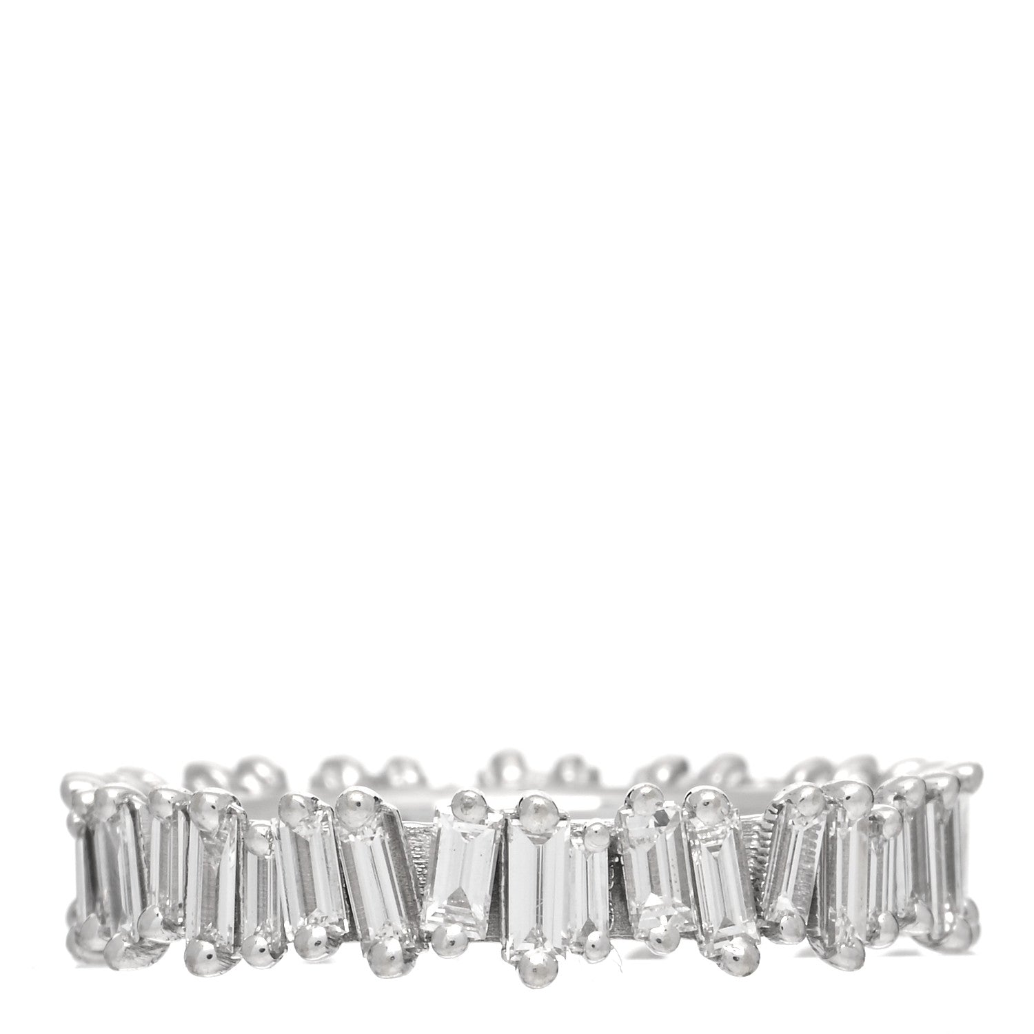 Suzanne Kalan 18K White Gold Diamond Classic Fireworks Eternity Band Ring 52 6 3 of 5
