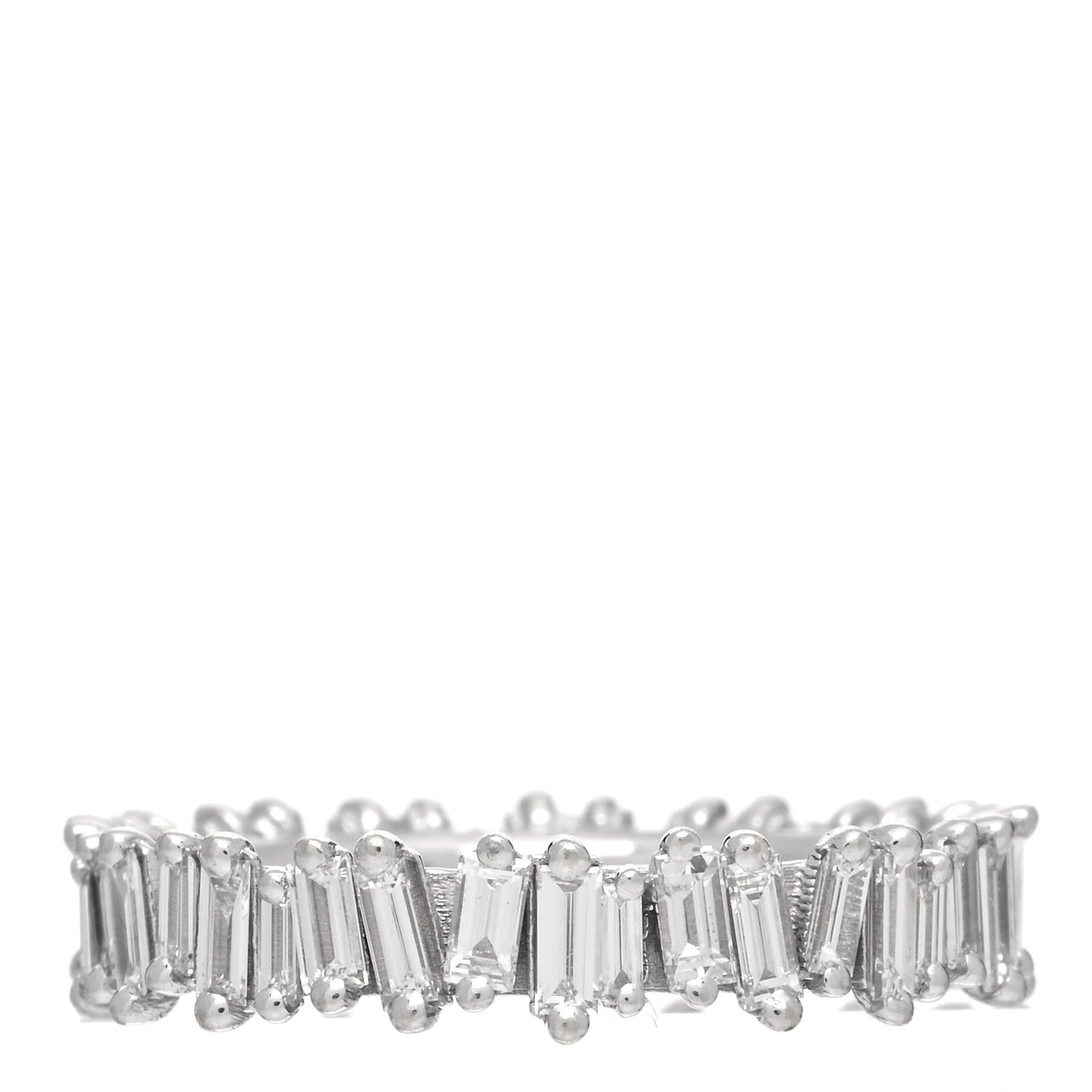 18K White Gold Diamond Classic Fireworks Eternity Band Ring 52 6
