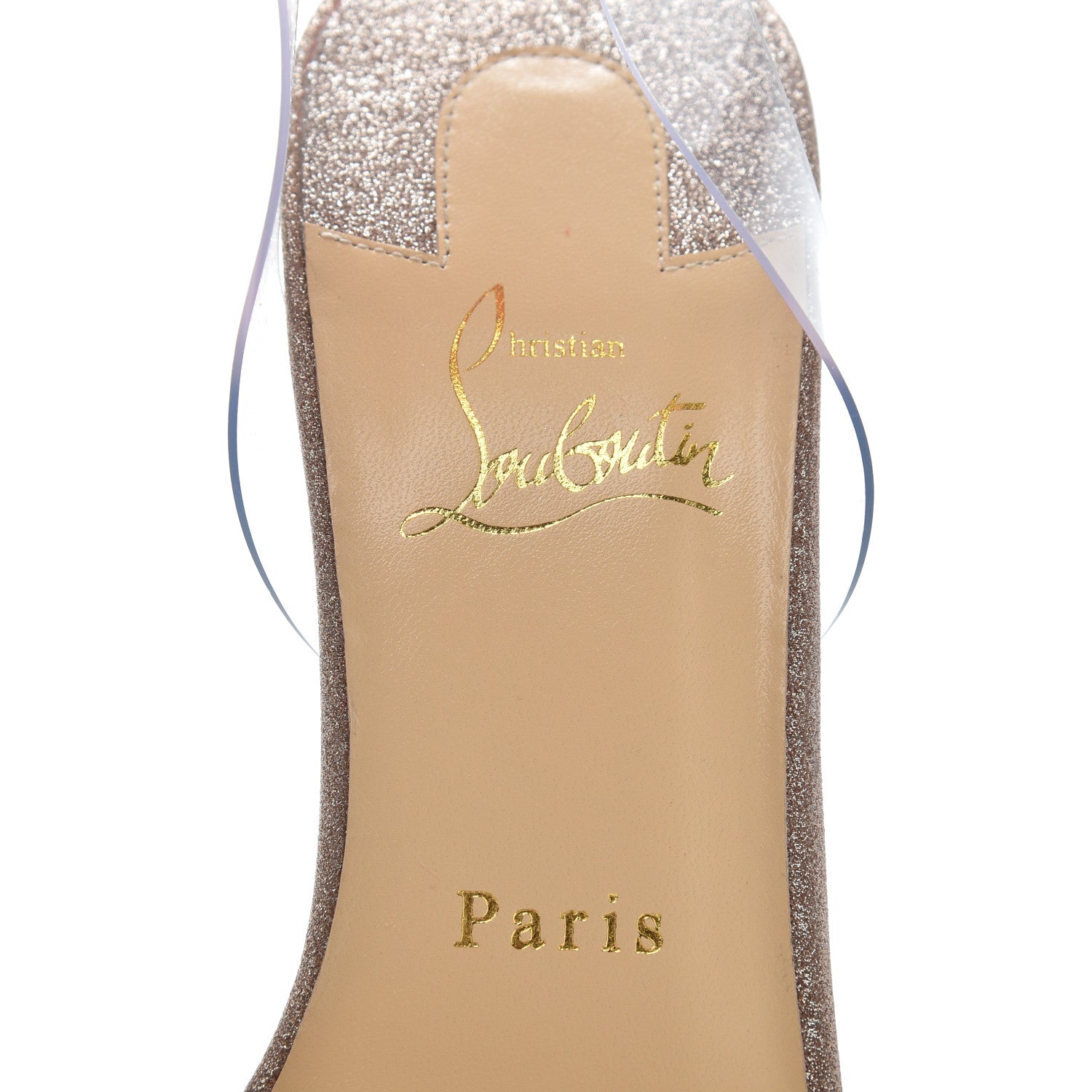 Christian Louboutin PVC Glitter Levitallo 100 Sandals 38.5 Nude 7 of 10