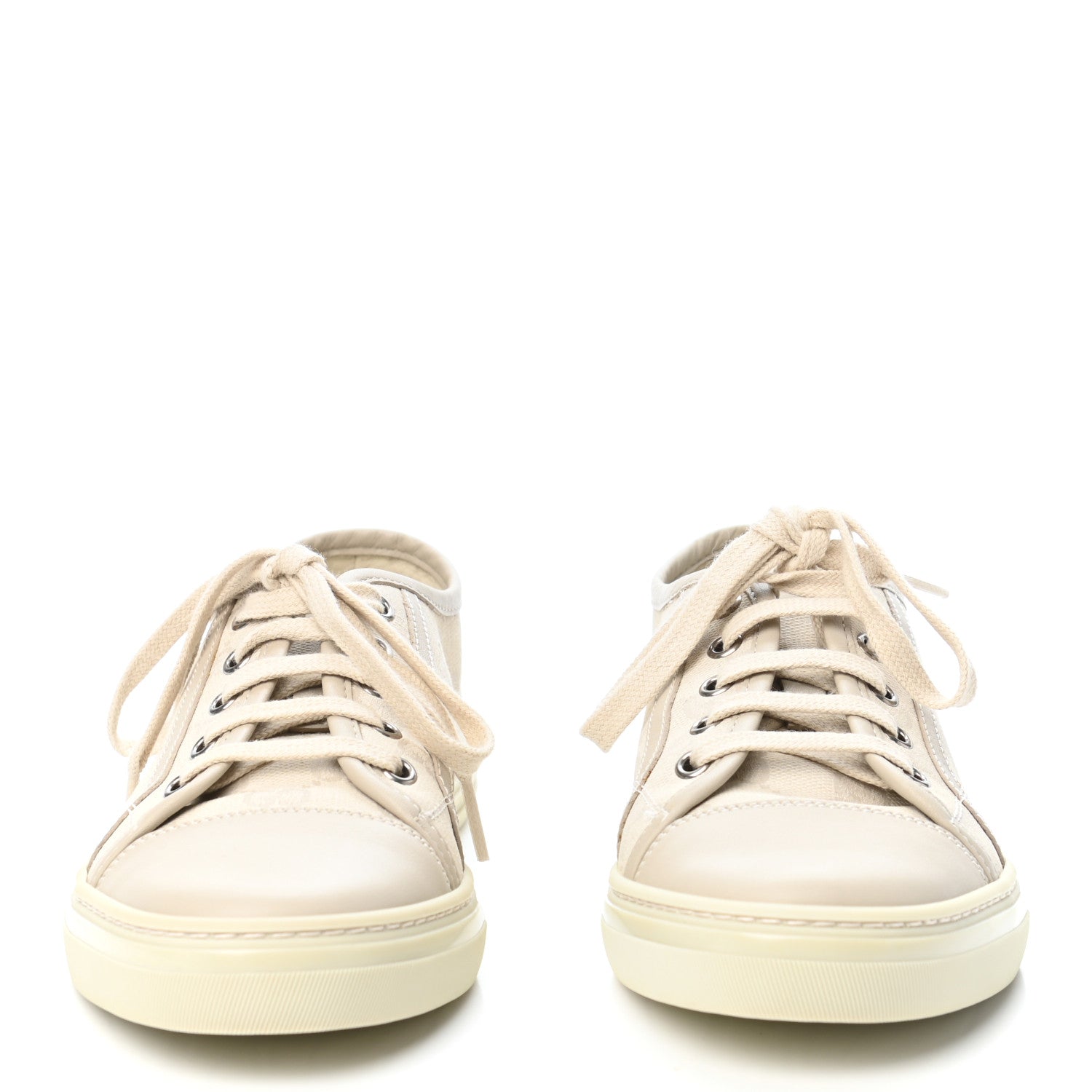 Gucci Washed Cotton GG Monogram Calfskin Womens Low Top Sneakers 36.5 White Mystic White Great White 2 of 10