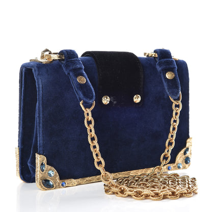 Prada Velvet Crystal Cahier Shoulder Bag Zaffiro Black 3 of 12