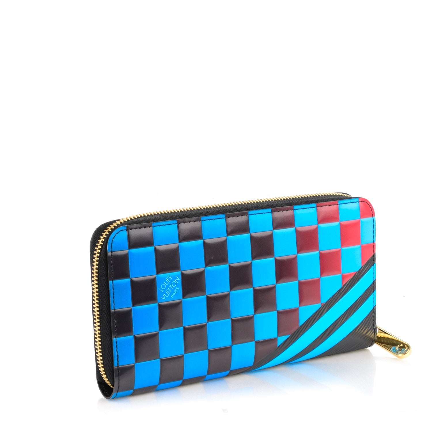 Louis Vuitton Epi Damier Race Zippy Wallet Blue Vert 3 of 7
