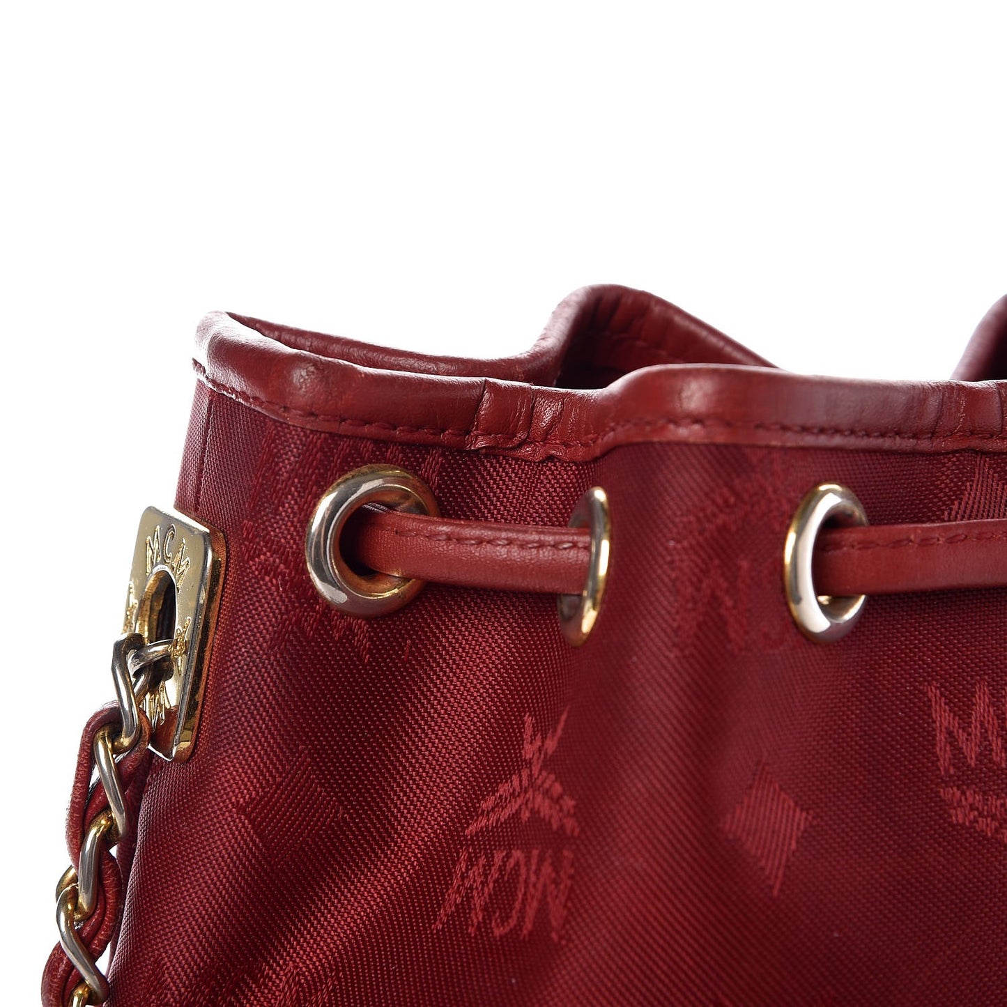 Nylon Monogram Bucket Shoulder Bag Red
