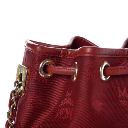 MCM Nylon Monogram Bucket Shoulder Bag Red 14 of 17