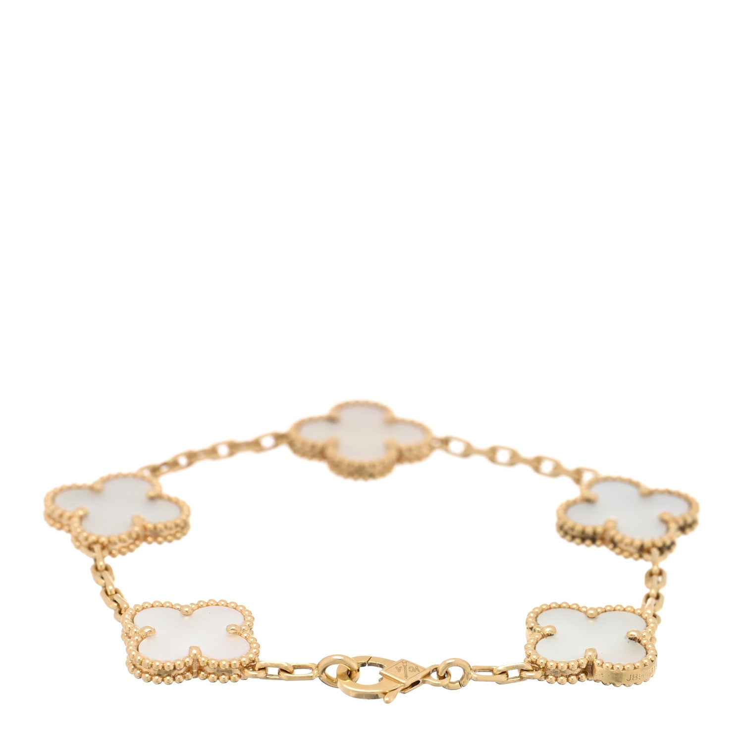 Van Cleef & Arpels 18K Yellow Gold Mother of Pearl 5 Motifs Vintage Alhambra Bracelet 2 of 4