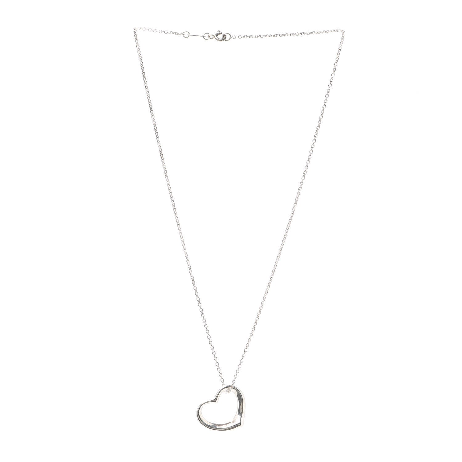 Tiffany Sterling Silver 22mm Elsa Peretti Open Heart Pendant Necklace 3 of 5