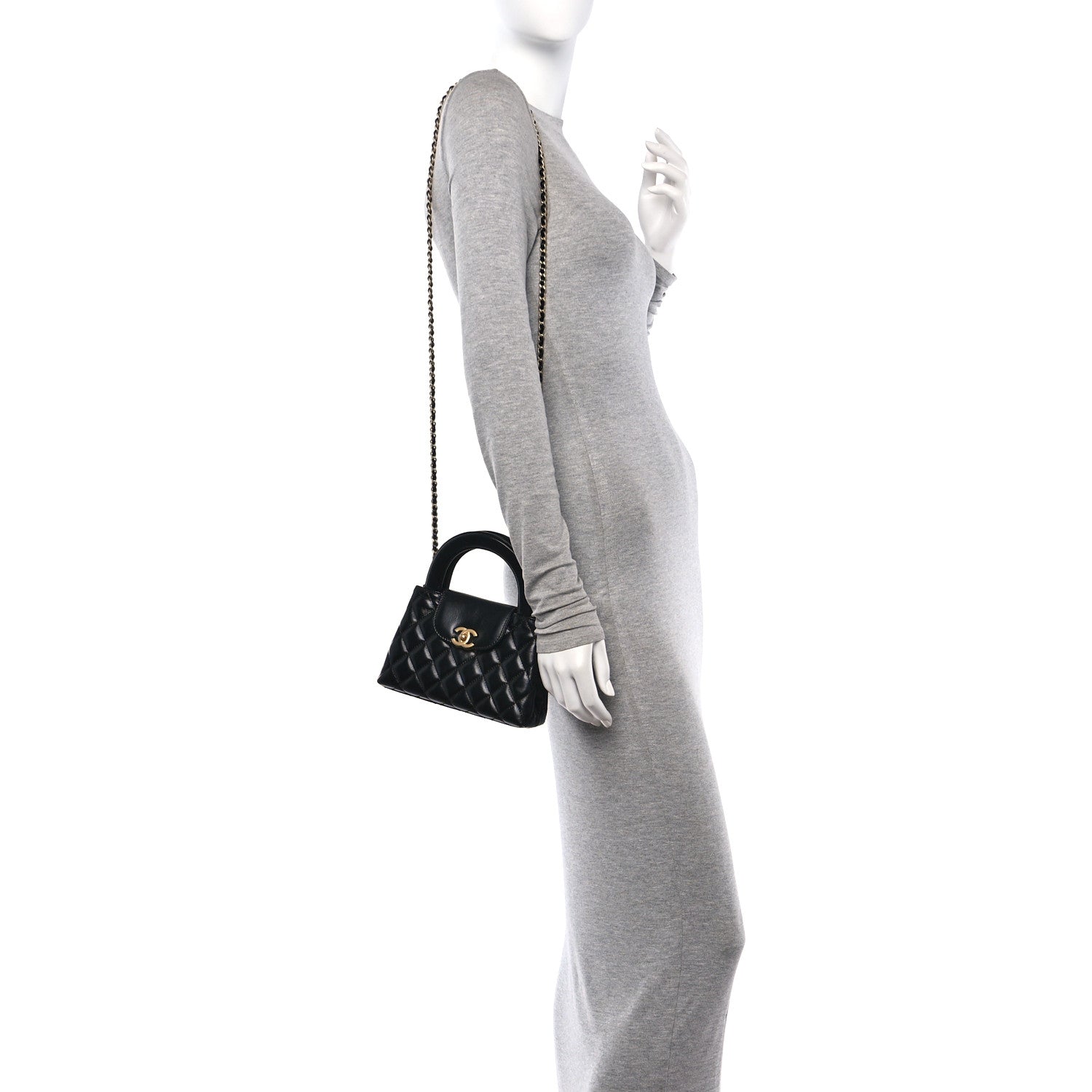Chanel Shiny Aged Calfskin Quilted Nano Kelly Shopper Black 2 of 13