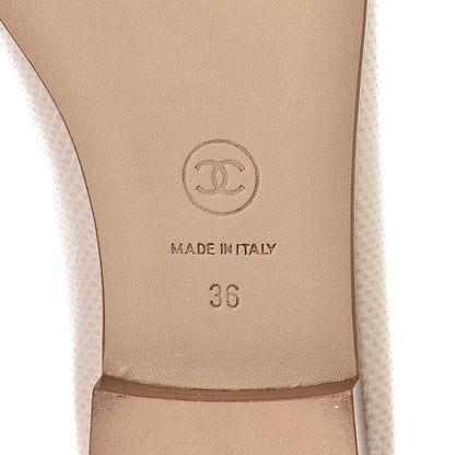 Chanel Lambskin Perforated Cap Toe Ballerina Flats 36 Beige Black 6 of 10