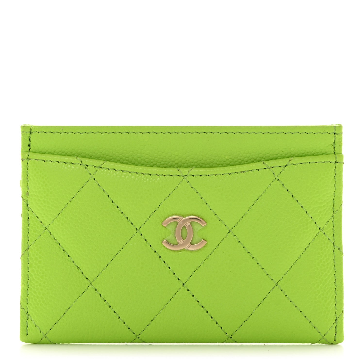 Chanel Caviar Quilted Card Holder Green 1 of 8