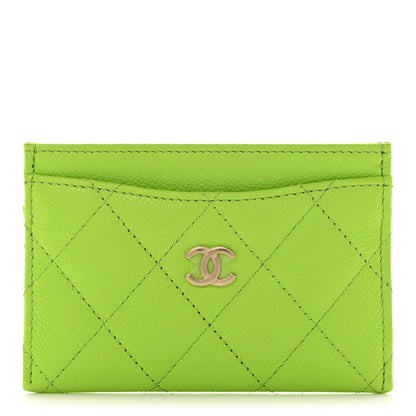 Chanel Caviar Quilted Card Holder Green 1 of 8