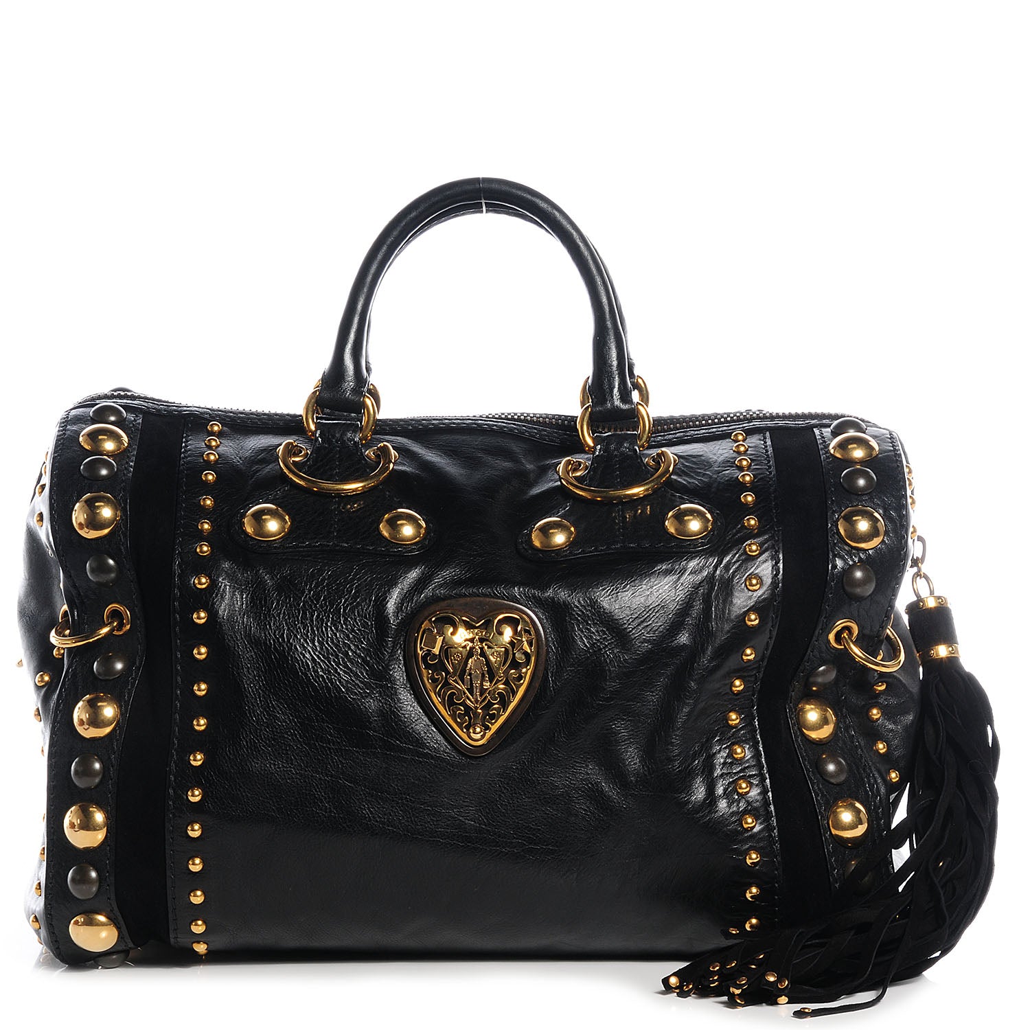 Gucci Leather Babouska Studded Large Boston Black 1 of 8