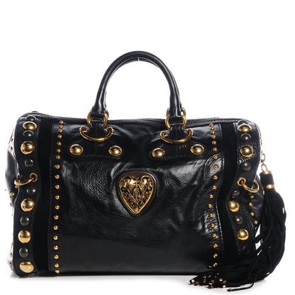 Gucci Leather Babouska Studded Large Boston Black 1 of 8