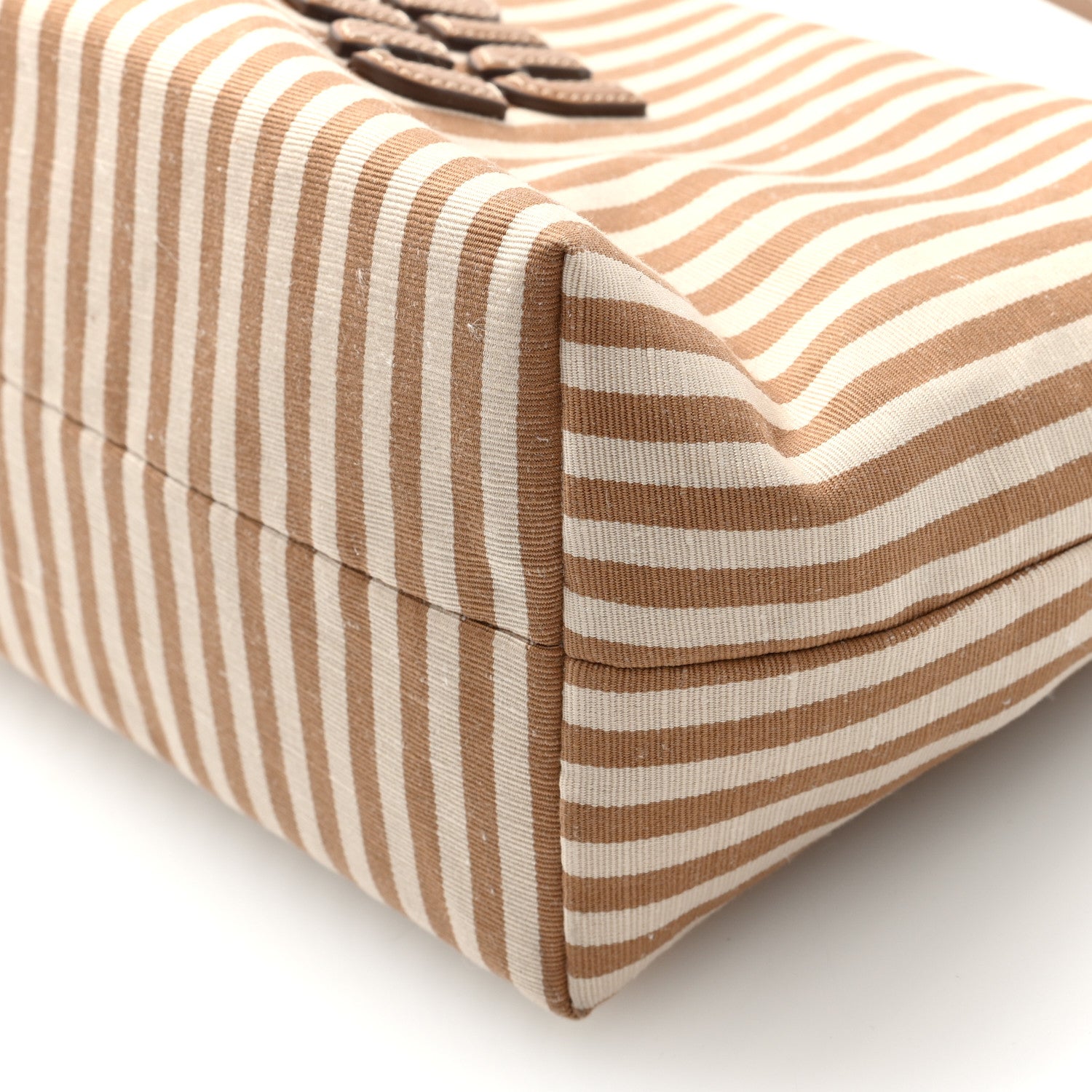 Miu Miu Cotton Linen Calfskin Striped Mini Spirit Cire Bag Tan Caramel 9 of 9