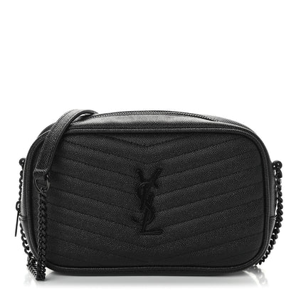 Saint Laurent Grain De Poudre Matelasse Monogram Mini Lou Camera Bag Black 1 of 9