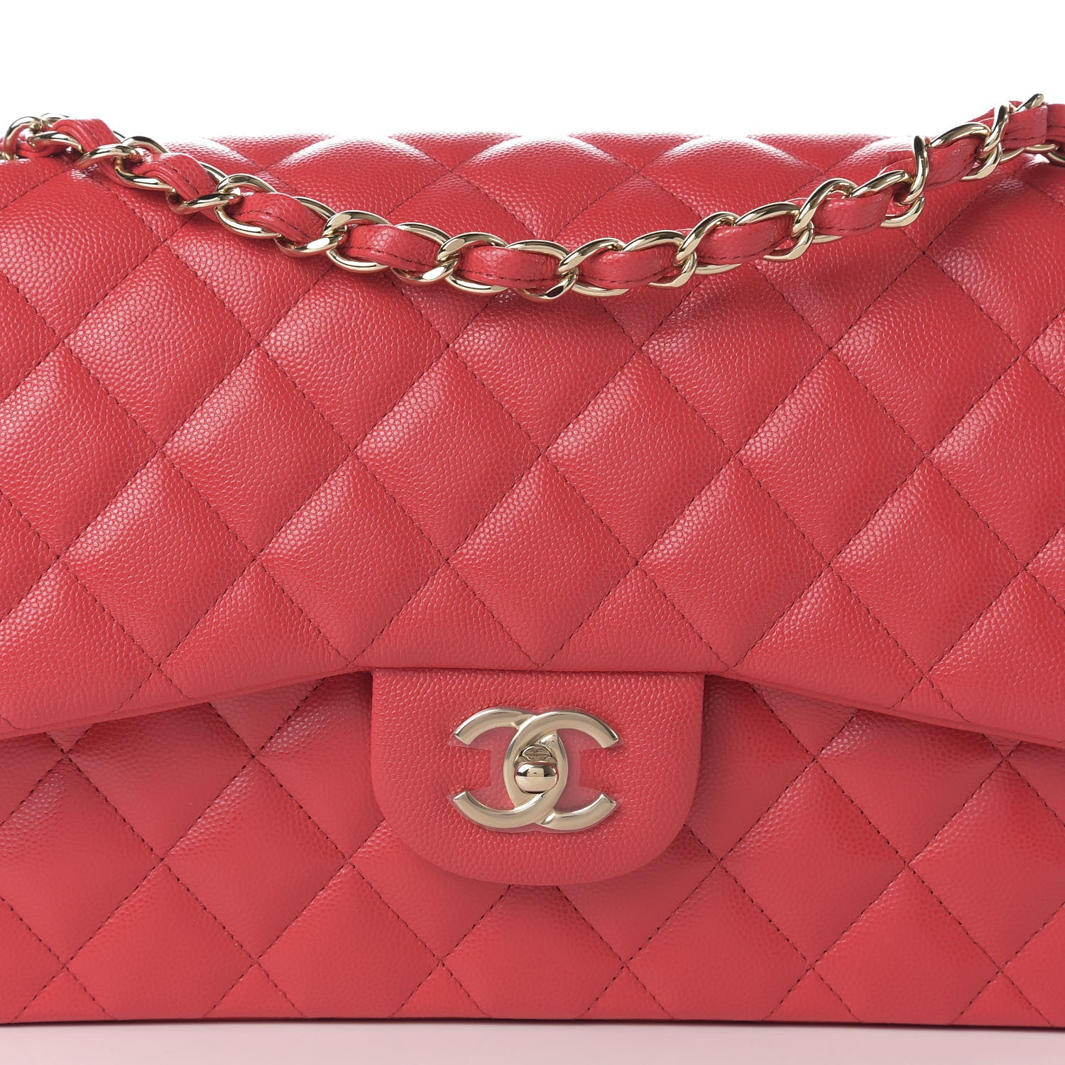Chanel Caviar Quilted Jumbo Double Flap Red 10 of 10
