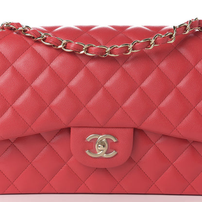 Chanel Caviar Quilted Jumbo Double Flap Red 10 of 10