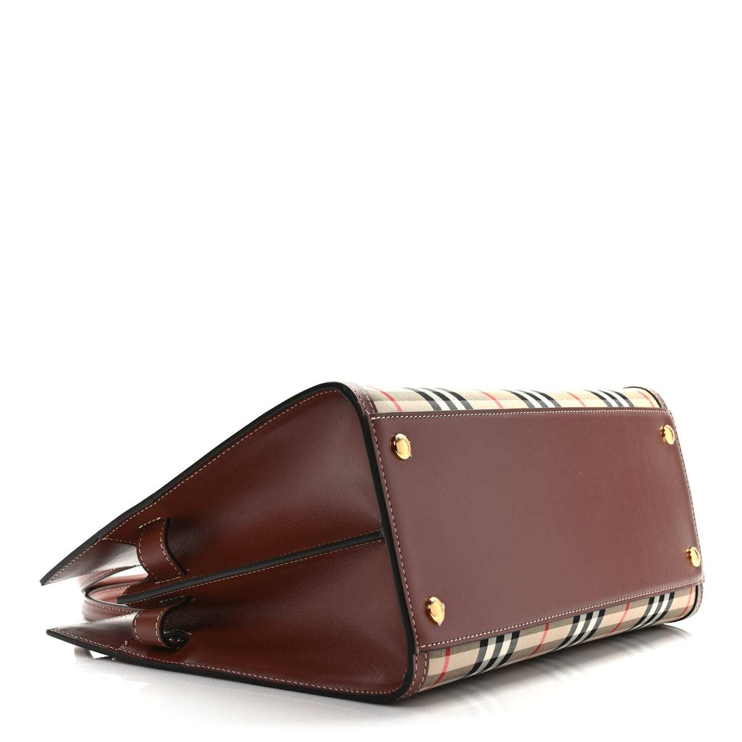 Calfskin Vintage Check Two Handle Title Bag Archive Beige
