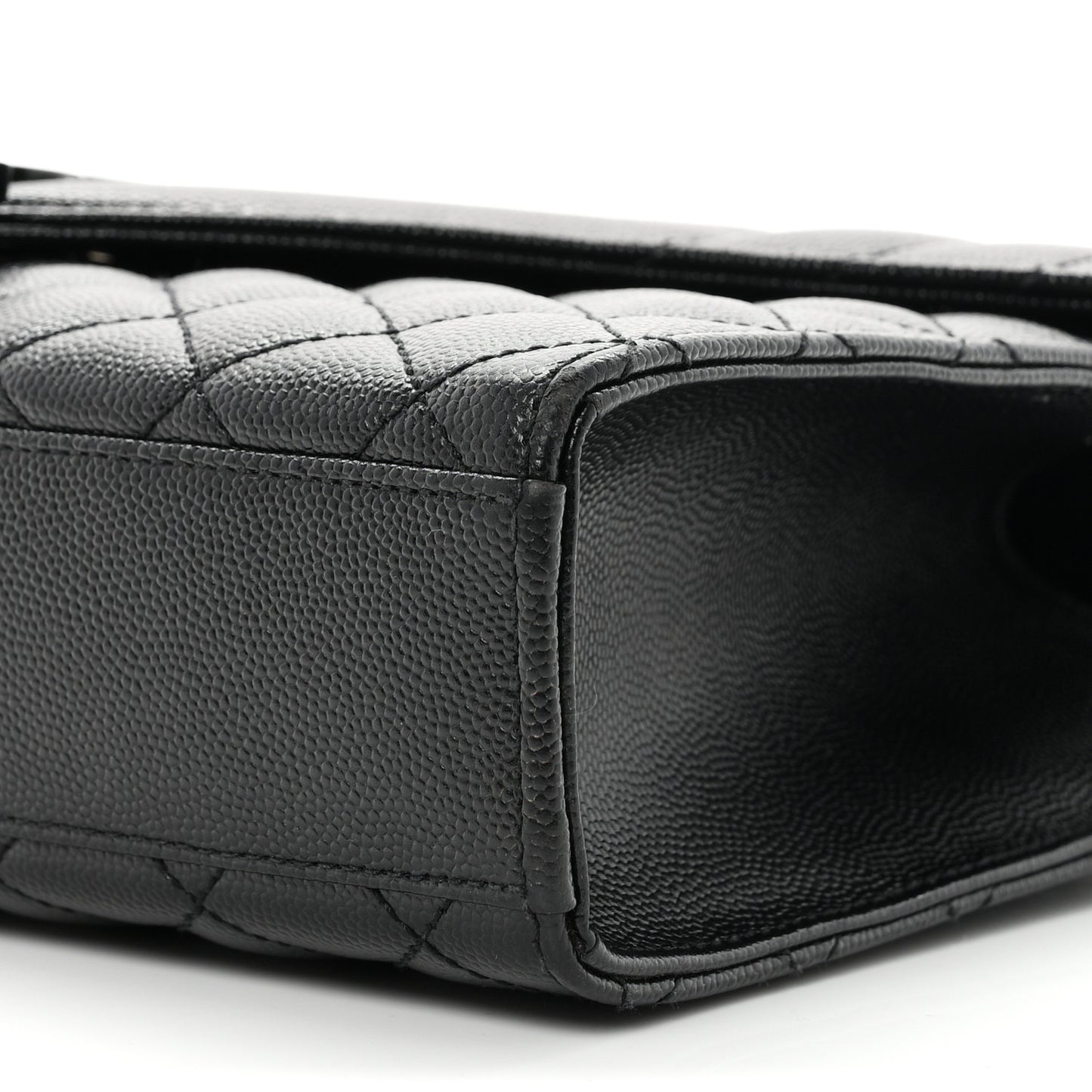 Grain De Poudre Textured Mixed Matelasse Triquilt Medium Monogram Monochrome Satchel Black