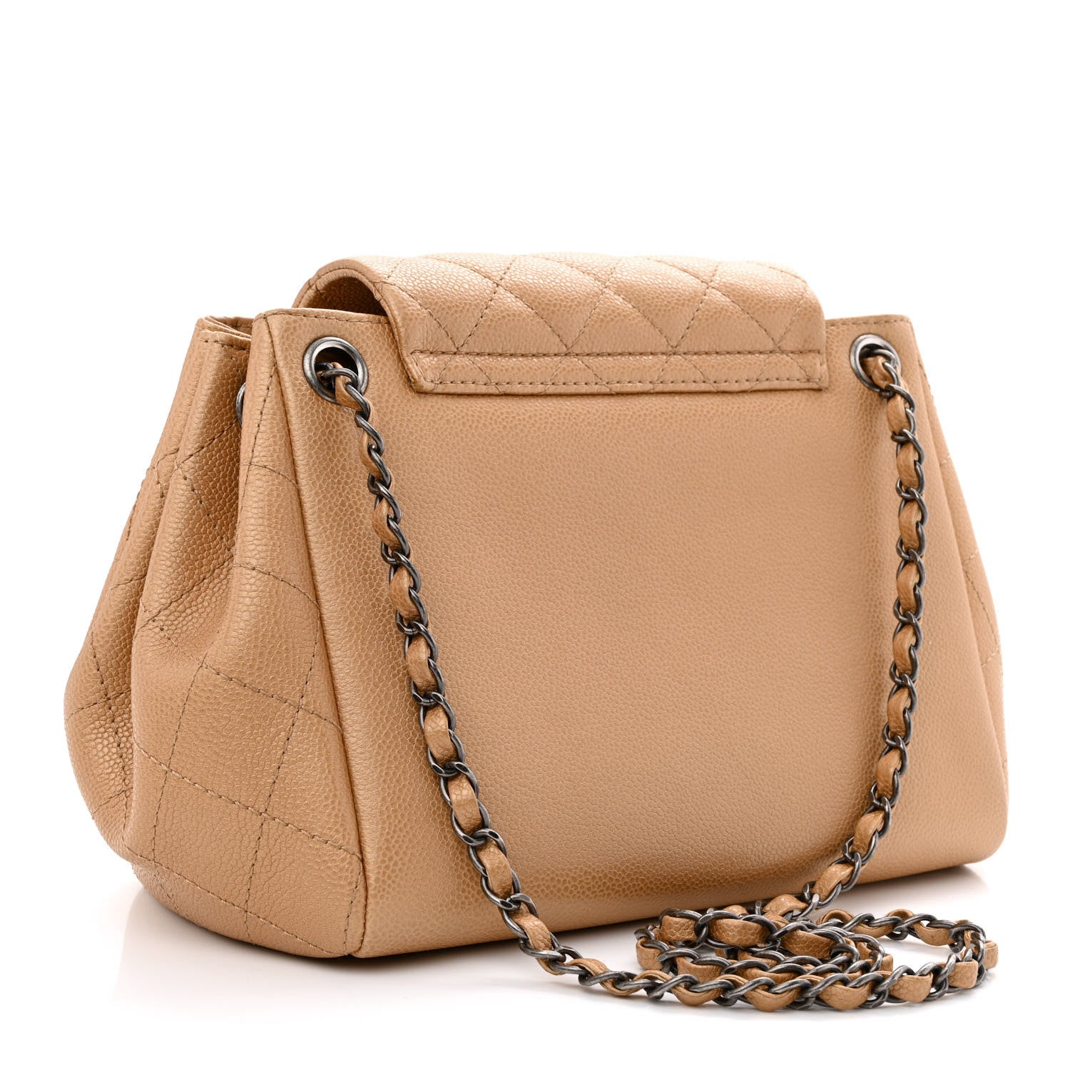 Chanel Caviar Quilted CC Accordion Shopping Bag Beige 3 of 12