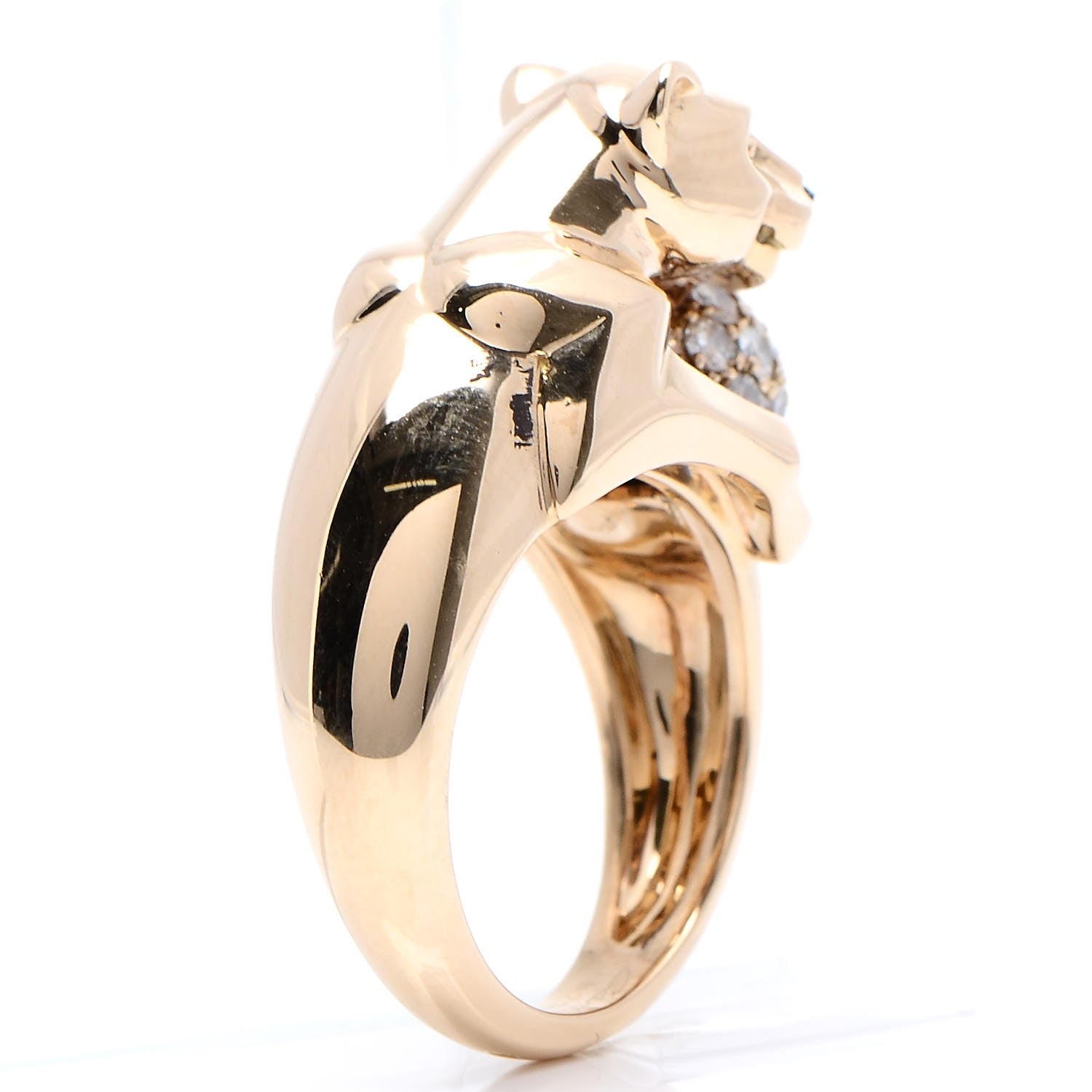 Cartier 18K Yellow Gold Diamond Onyx Emerald Panthère De Ring 53 6.25 5 of 11
