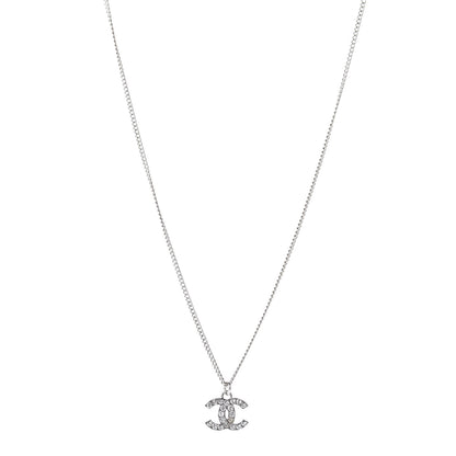 Chanel Crystal Timeless CC Necklace Silver 1 of 5