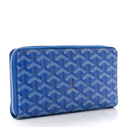 Goyard Goyardine Matignon Zip Around GM Wallet Blue 3 of 7