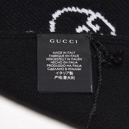 Gucci Wool Tricot GG Hamlet Scarf Black White 5 of 5
