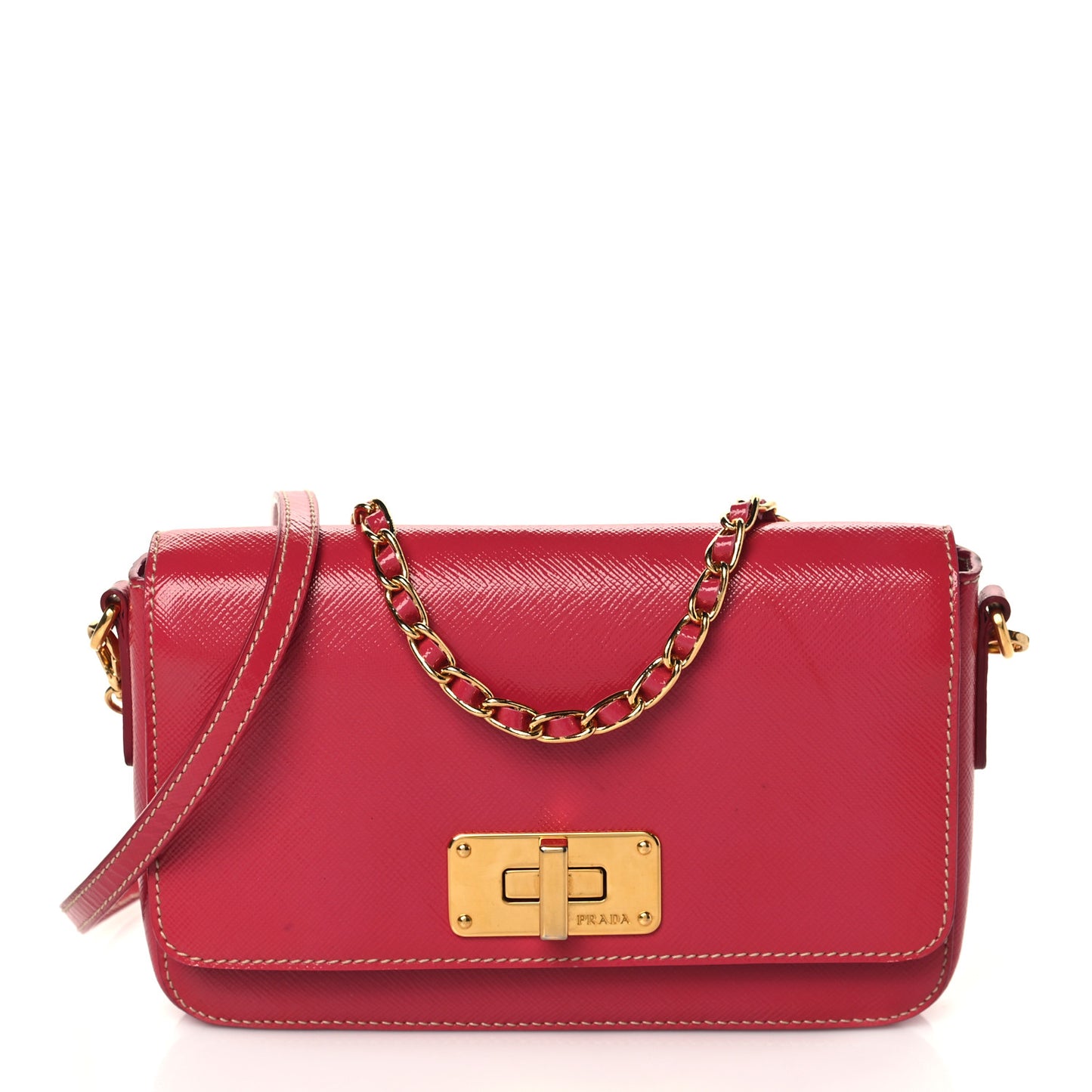 Saffiano Vernice Turnlock Convertible Shoulder Bag Peonia