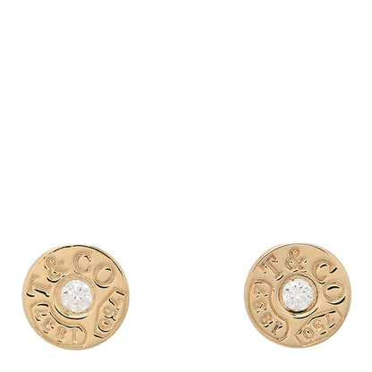 Tiffany 18K Yellow Gold Diamond 1837 Circle Earrings 1 of 4