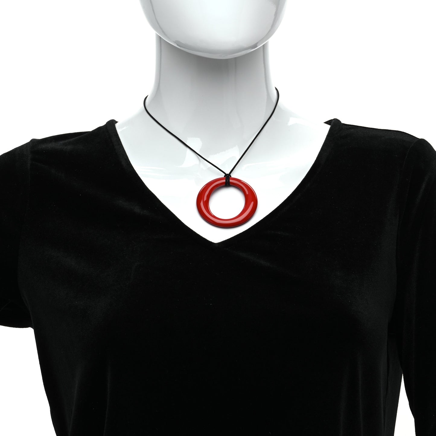 Lacquer Hardwood Elsa Peretti Sevillana Pendant Cord Necklace Red