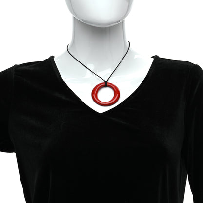 Tiffany Lacquer Hardwood Elsa Peretti Sevillana Pendant Cord Necklace Red 2 of 5