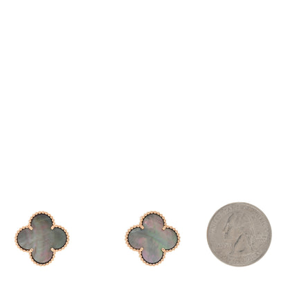 Van Cleef & Arpels 18K Rose Gold Grey Mother of Pearl Magic Alhambra Earrings 2 of 4