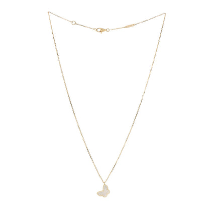 Van Cleef & Arpels 18K Yellow Gold Mother of Pearl Sweet Alhambra Butterfly Pendant Necklace 3 of 7