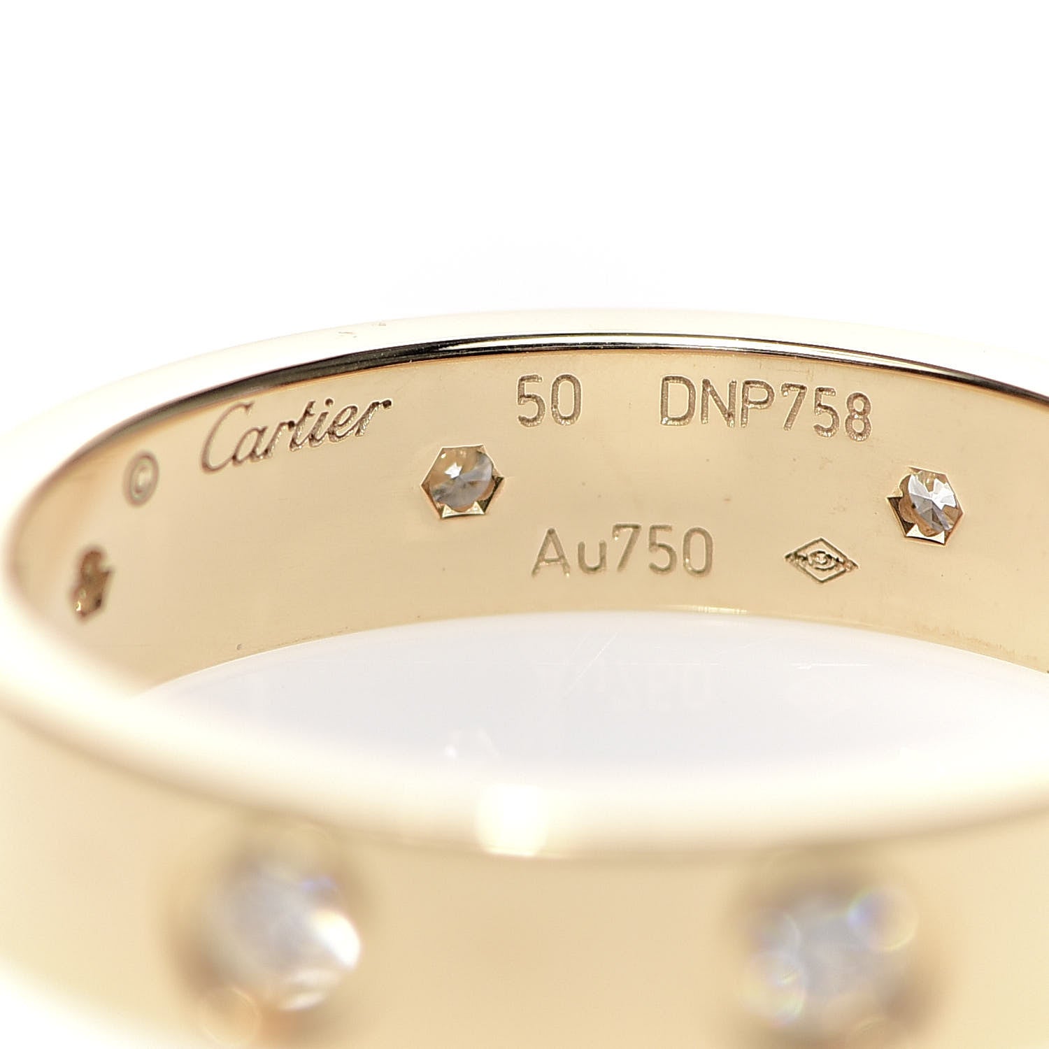 Cartier 18K Yellow Gold 8 Diamond 4mm LOVE Wedding Band Ring 50 5.25 4 of 5