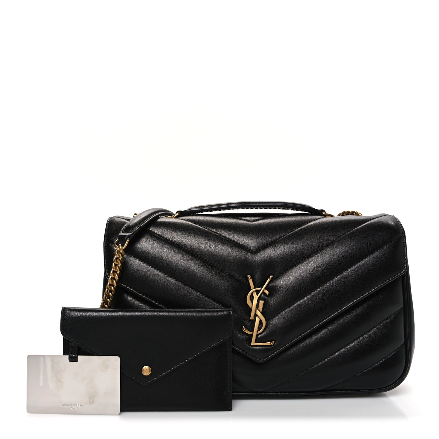 Lambskin Chevron Quilted Medium Loulou Black