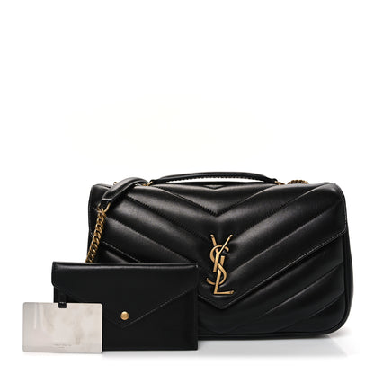 Saint Laurent Lambskin Chevron Quilted Medium Loulou Black 3 of 11