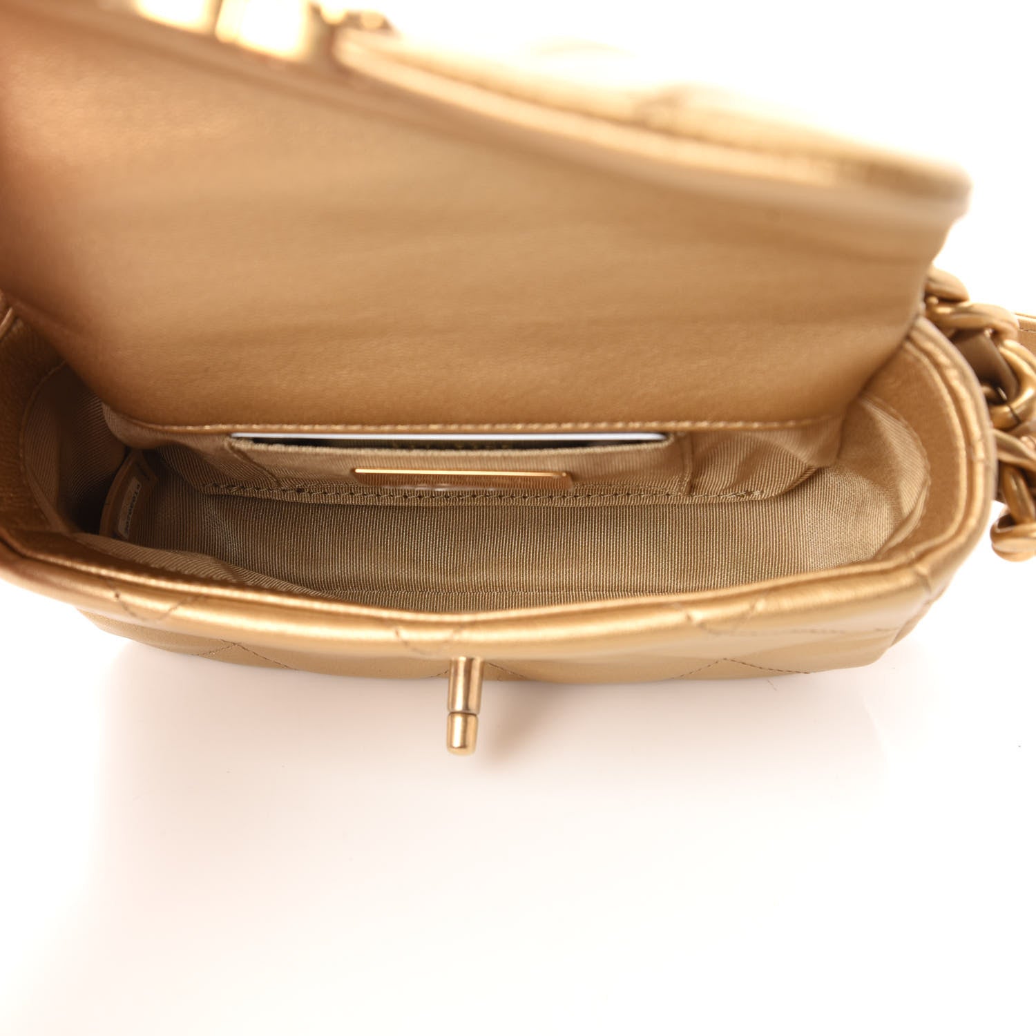 Chanel Metallic Goatskin Quilted Chanel 19 Waist Bag Gold 5 of 11